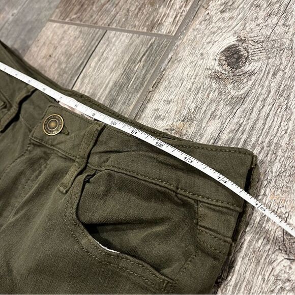 Military green color flared high rise jeans - Picture 4 of 15